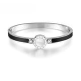 Roman Num CZ Crystal Bangles 316L Stainless Steel Lover Charm Bracelets