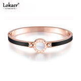 Roman Num CZ Crystal Bangles 316L Stainless Steel Lover Charm Bracelets