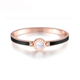 Roman Num CZ Crystal Bangles 316L Stainless Steel Lover Charm Bracelets