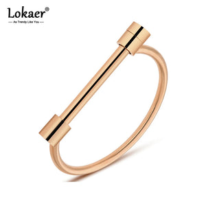 Rose Plated Cuff Bangles Titanium Stainless Steel