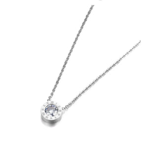 2Ct Cubic Zirconia Pendant Necklace Titanium Steel Chokers Necklace