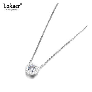 2Ct Cubic Zirconia Pendant Necklace Titanium Steel Chokers Necklace