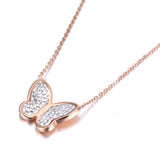 Clay Butterfly Choker Necklace Rhinestone Chain Pendant