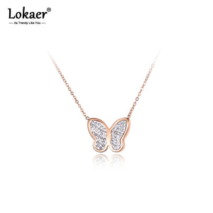 Clay Butterfly Choker Necklace Rhinestone Chain Pendant