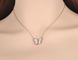 Clay Butterfly Choker Necklace Rhinestone Chain Pendant