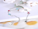 Colorful CZ Crystal Heart Charm Bracelet 18K Plated Women Party Chain B22086