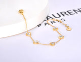 Colorful CZ Crystal Heart Charm Bracelet 18K Plated Women Party Chain B22086
