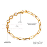 Colorful CZ Charm Bracelet for Women Stainless Steel Chain Jewelry