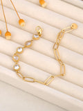 Colorful CZ Charm Bracelet for Women Stainless Steel Chain Jewelry
