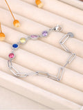 Colorful CZ Charm Bracelet for Women Stainless Steel Chain Jewelry