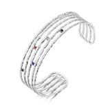 Geometric Rhinestone Bangles Stainless Steel Charm Bracelet