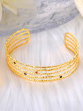 Geometric Rhinestone Bangles Stainless Steel Charm Bracelet