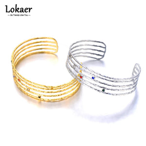 Geometric Rhinestone Bangles Stainless Steel Charm Bracelet