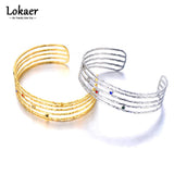 Geometric Rhinestone Bangles Stainless Steel Charm Bracelet