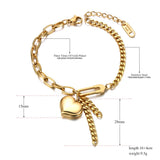 Titanium Stainless Steel Heart Charm Bracelet For Women Bohemia Party B21098