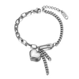 Titanium Stainless Steel Heart Charm Bracelet For Women Bohemia Party B21098