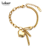 Titanium Stainless Steel Heart Charm Bracelet For Women Bohemia Party B21098