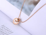 Mosaic Shell & Acrylic Circle Pendant Necklace Stainless Steel Chain N19053
