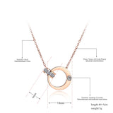 Double Circle CZ Chain & Link Necklace Titanium Steel Choker N18054