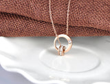 Double Circle CZ Chain & Link Necklace Titanium Steel Choker N18054