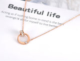 Double Circle CZ Chain & Link Necklace Titanium Steel Choker N18054