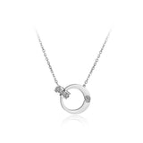 Double Circle CZ Chain & Link Necklace Titanium Steel Choker N18054