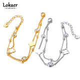 Stainless Steel CZ Charm Bracelet & Flower Choker Set