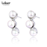 Round Pearls Geometric Earrings Stainless Steel Jewelry