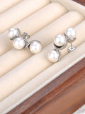 Round Pearls Geometric Earrings Stainless Steel Jewelry