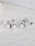 Round Pearls Geometric Earrings Stainless Steel Jewelry