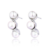 Round Pearls Geometric Earrings Stainless Steel Jewelry