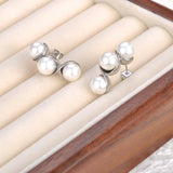 Round Pearls Geometric Earrings Stainless Steel Jewelry
