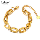 Chunky Chain Bracelet Stainless Steel for Women Waterproof Plated Jewelry