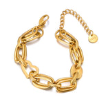 Chunky Chain Bracelet Stainless Steel for Women Waterproof Plated Jewelry