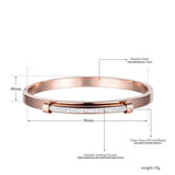 Rose Stainless Steel Rhinestone Cuff Bangle Bracelet
