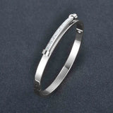 Rose Stainless Steel Rhinestone Cuff Bangle Bracelet
