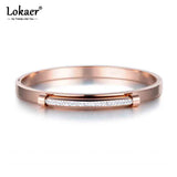 Rose Stainless Steel Rhinestone Cuff Bangle Bracelet