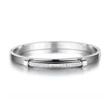 Rose Stainless Steel Rhinestone Cuff Bangle Bracelet