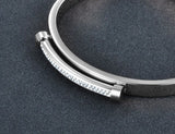 Rose Stainless Steel Rhinestone Cuff Bangle Bracelet