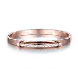 Rose Stainless Steel Rhinestone Cuff Bangle Bracelet