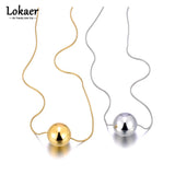 18mm Big Ball Pendant Necklace Stainless Steel Link Chain Ladies Choker