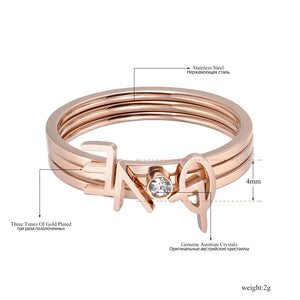 CZ LOVE Letter Rings Titanium Steel Wedding Ring for Women R18017