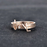 CZ LOVE Letter Rings Titanium Steel Wedding Ring for Women R18017