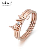CZ LOVE Letter Rings Titanium Steel Wedding Ring for Women R18017