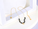 Crystal Charm Pendant Necklace Stainless Steel Round Zirconia Choker N22097