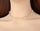 Bohemia Stainless Steel Star CZ Crystal Choker Necklace