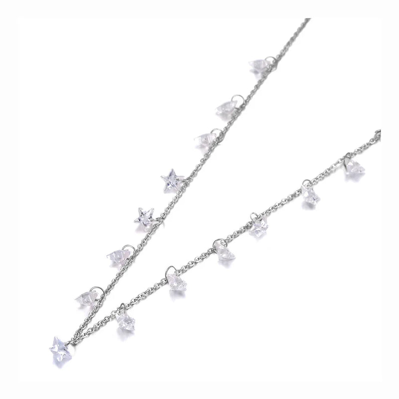 Bohemia Stainless Steel Star CZ Crystal Choker Necklace
