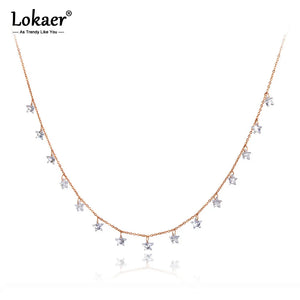 Bohemia Stainless Steel Star CZ Crystal Choker Necklace