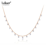Bohemia Stainless Steel Star CZ Crystal Choker Necklace