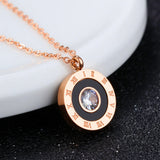 Roman Numeral Pendant Necklace Stainless Steel Chain N19106